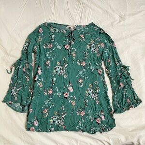 Floral Green Women's Bohemian Top